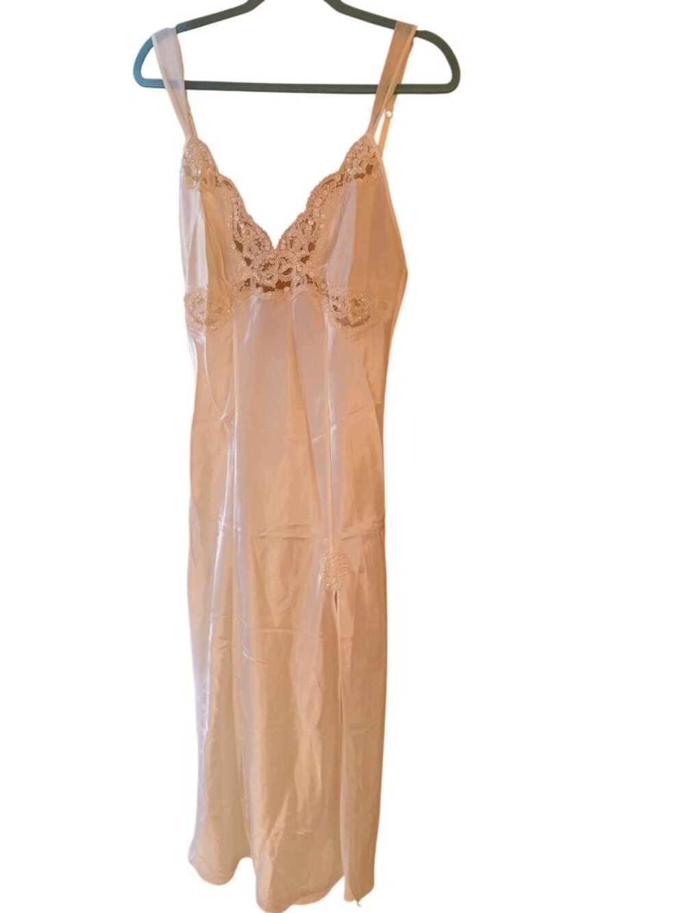Victorias Secret Womens Lace V-neck Slip Nightgown Size M White Satin Bridal